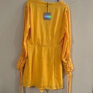 Yellow mustard dress with ruffled sleeves size 12 with slits on sleeves